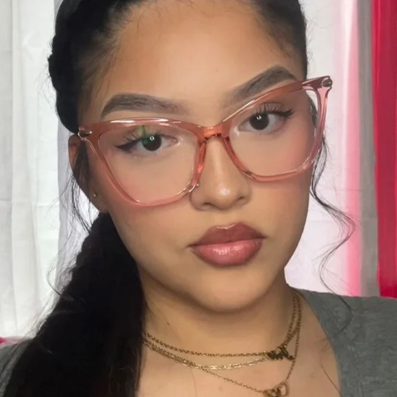 ZEELOOL Pale Pink -5.00 Prescription Large Catseye Frame Fashion Glasses - Picture 12 of 15